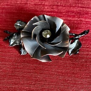 CORO vintage black flower brooch